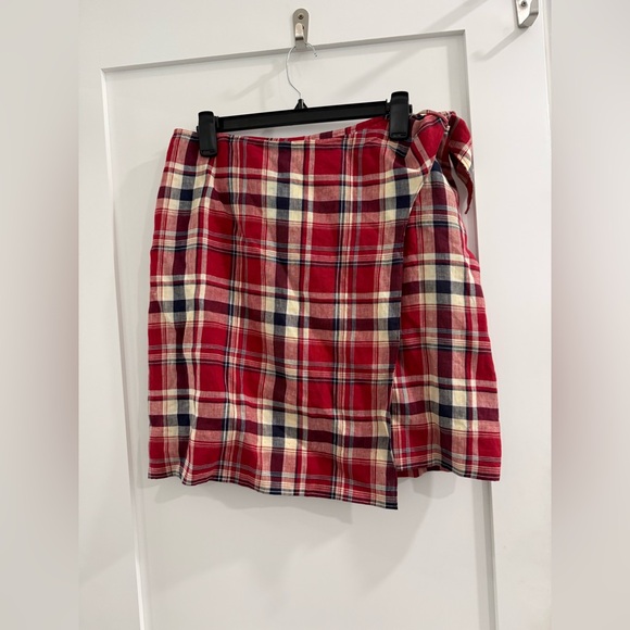Lauren Ralph Lauren Dresses & Skirts - Lauren Ralph Lauren multicolor plaid linen wrap skirt (hemmed) (fair) (read)